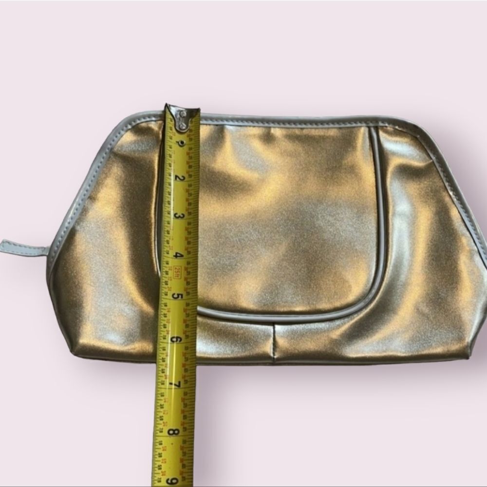 Lancôme Metallic Gold Makeup Bag Cosmetic Pouch Travel Case EUC - Picture 6 of 8